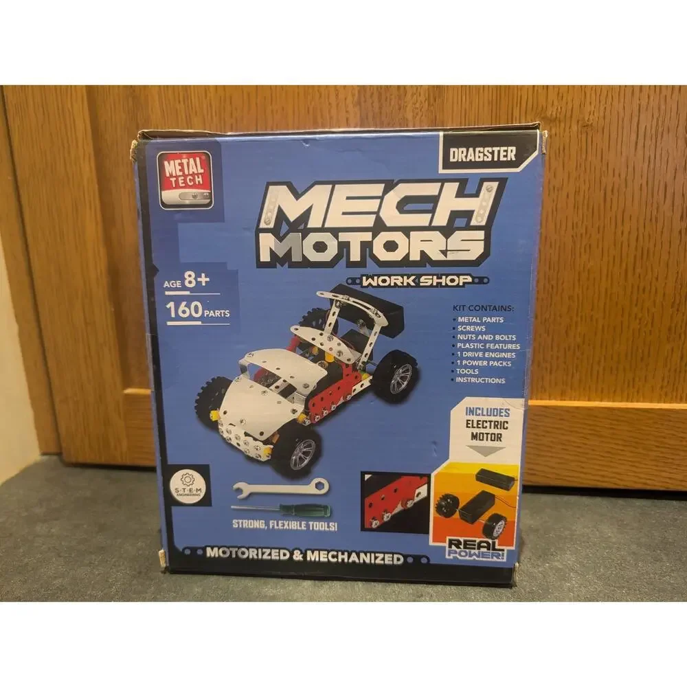 Metal Tech MECH MOTORS Dragster Building Set with 163 Parts & Tools New!